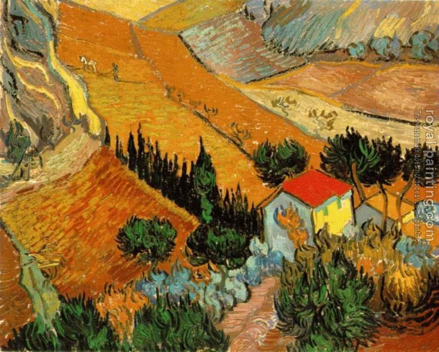 Vincent Van Gogh : Valley with Ploughman Seen from Above